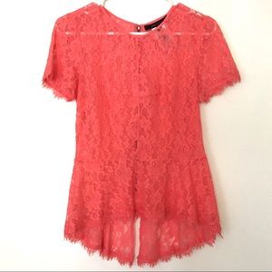 BCBGMAXAZRIA Coral Lace Blouse
